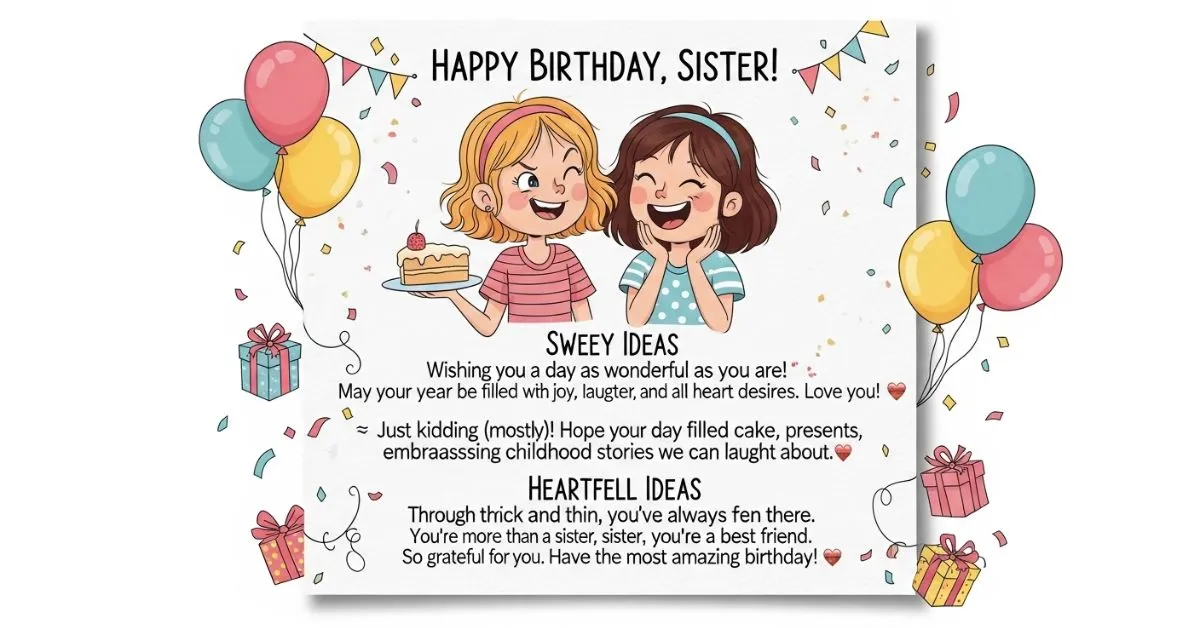 50+ Birthday wishes for sister: Sweet Funny & Heartfelt Ideas