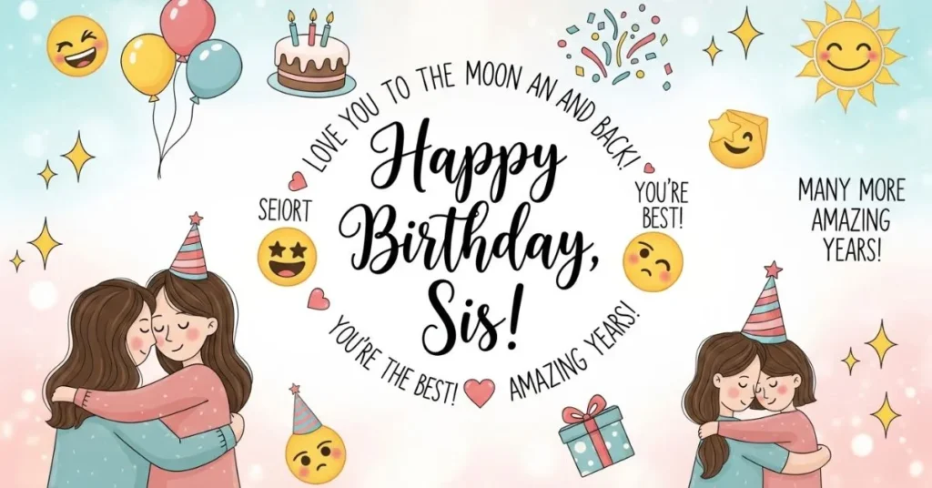 Creative Birthday Wishes for Sister Using Emojis and Style