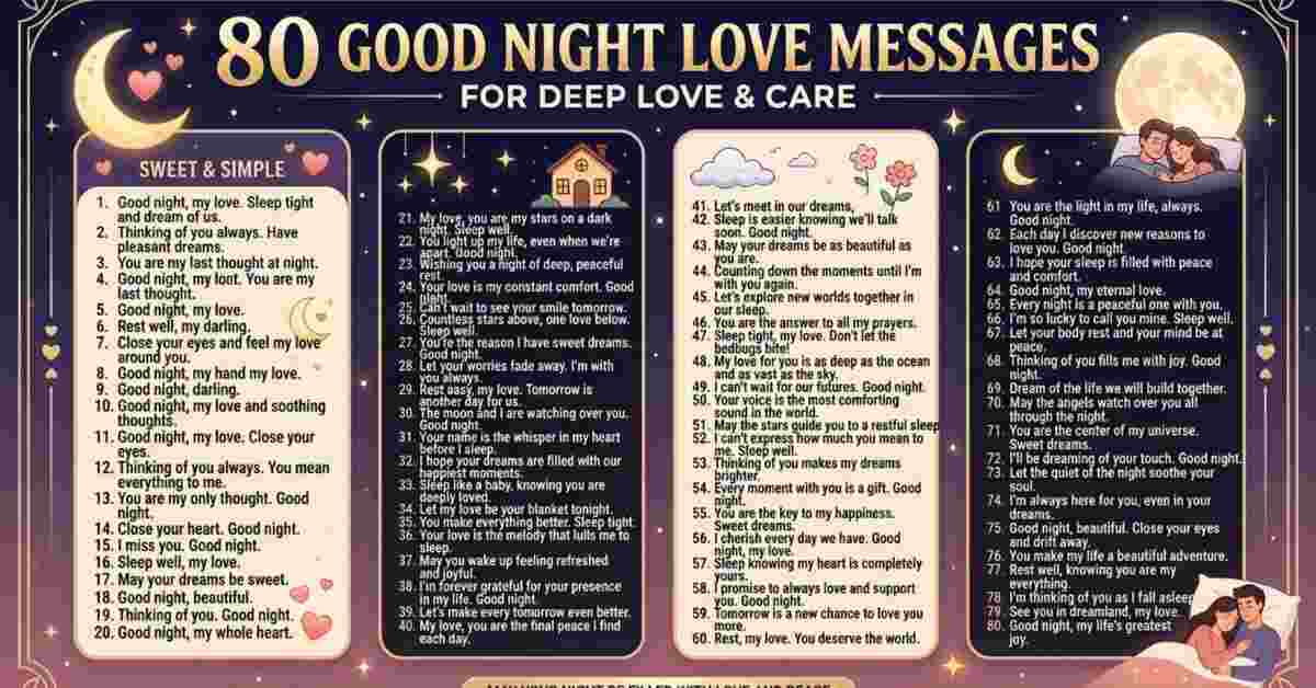 80 good night love message examples for deep love and care 1 80+ Good Night Love Message Examples for Deep Love and Care