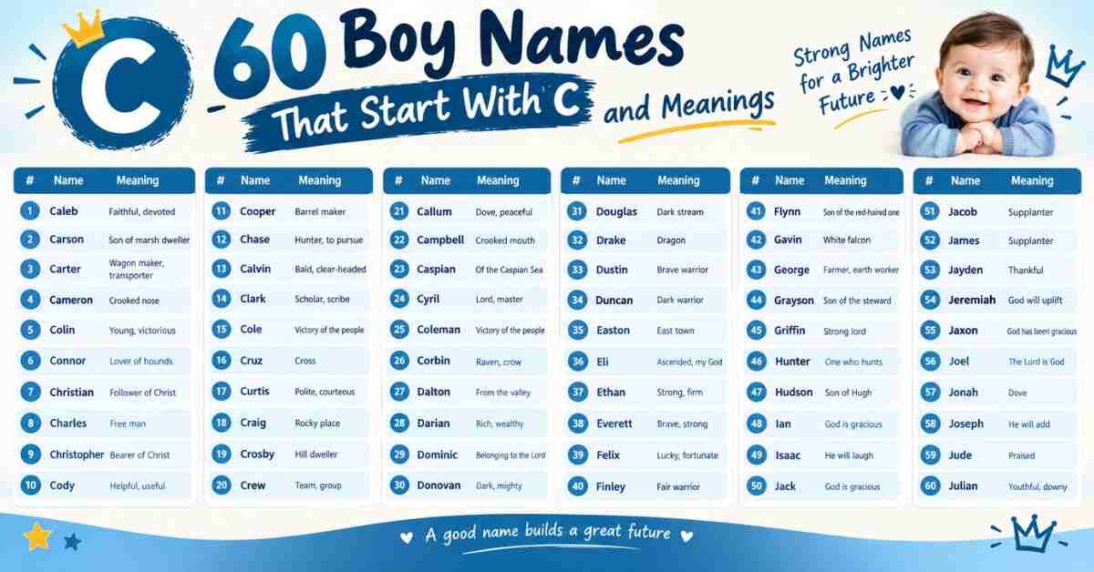 60 boy names that start with c and meanings 1 60 Boy Names That Start With C and Meanings